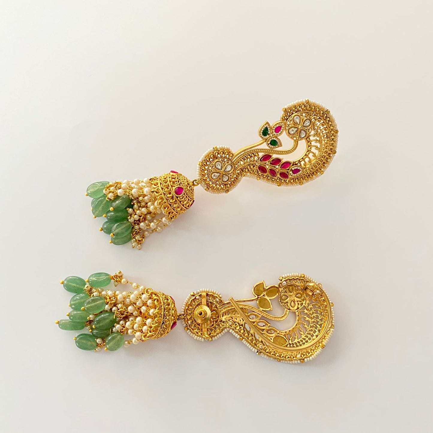 Gold Plated Green Ear Cuffs