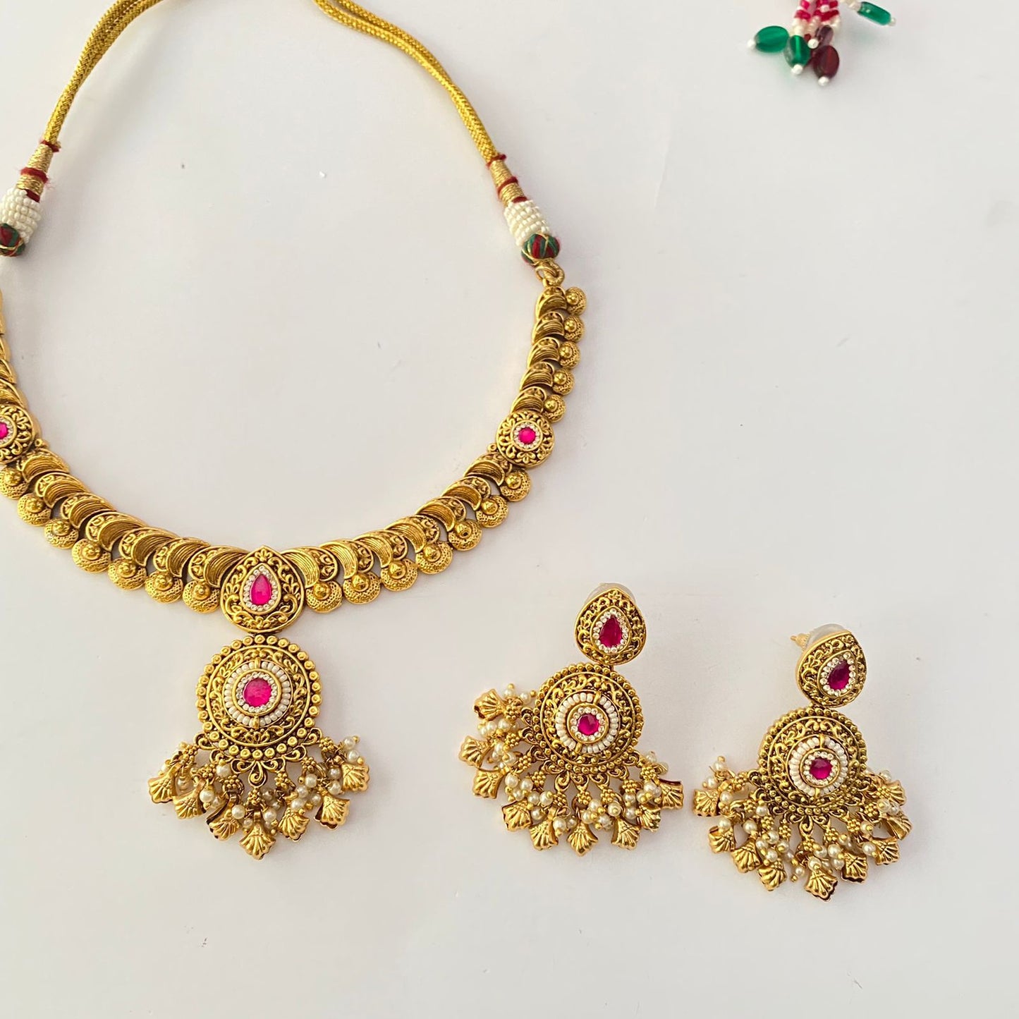 Ruby Gold Plated Necklace Set