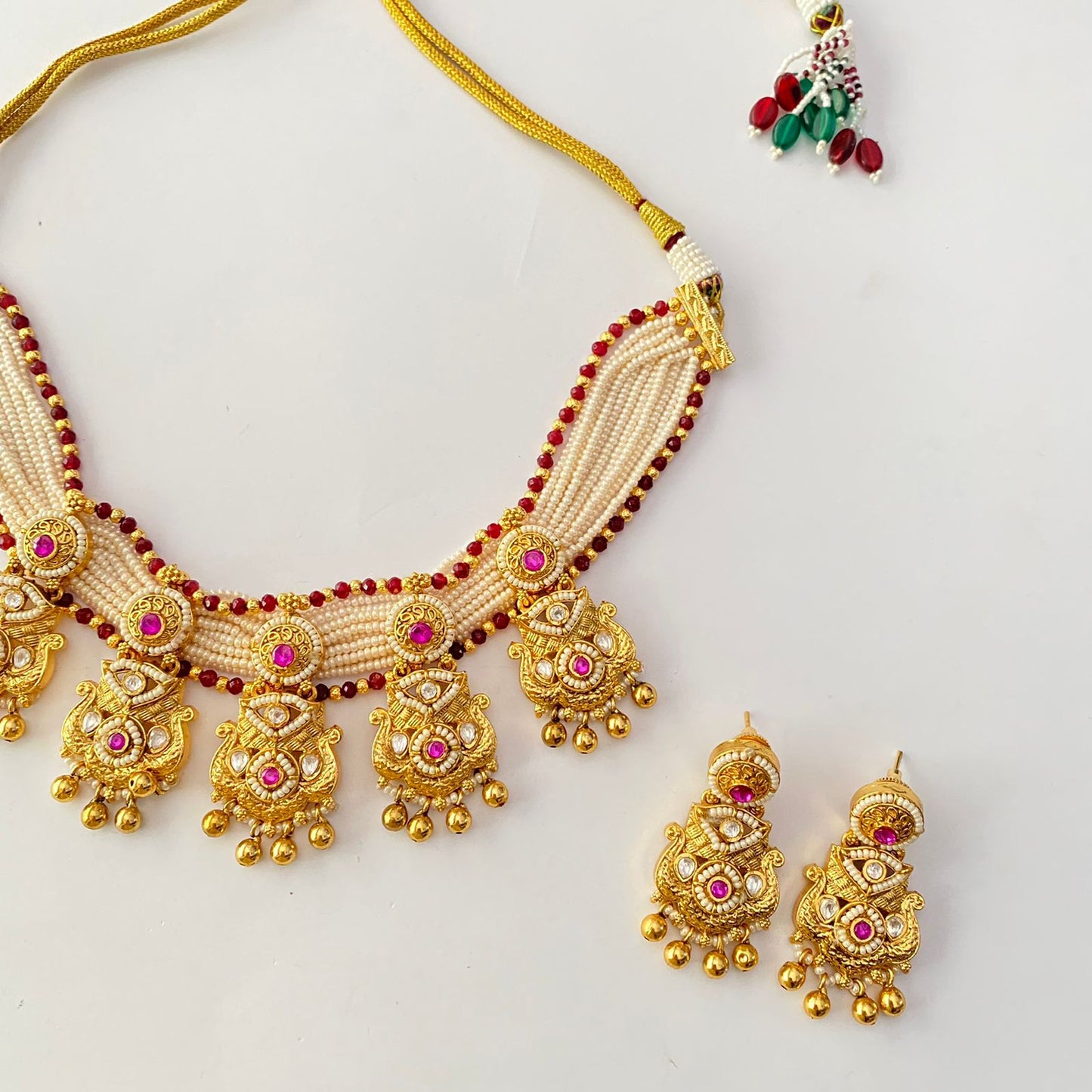 Gold Plated Ruby Necklace Set