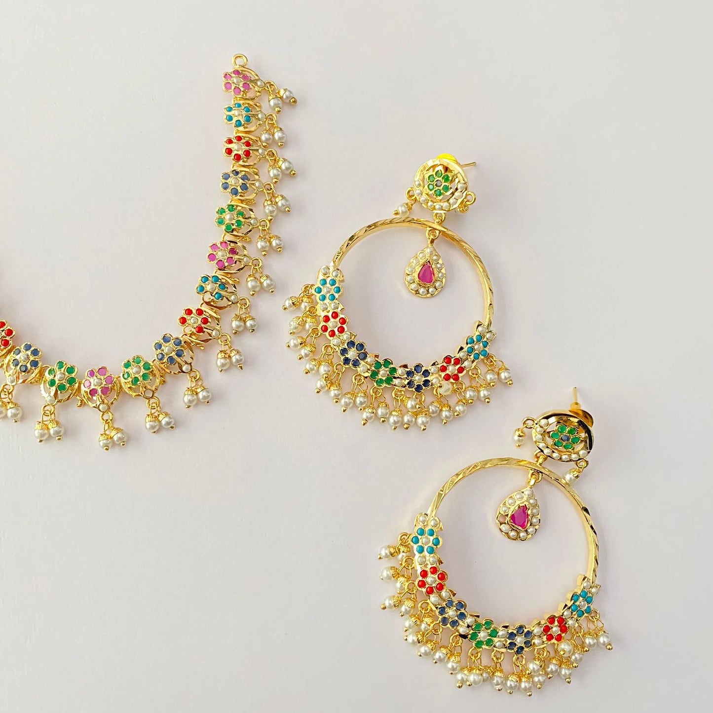 Gold Plated Multi Sleek Jadau Necklace set