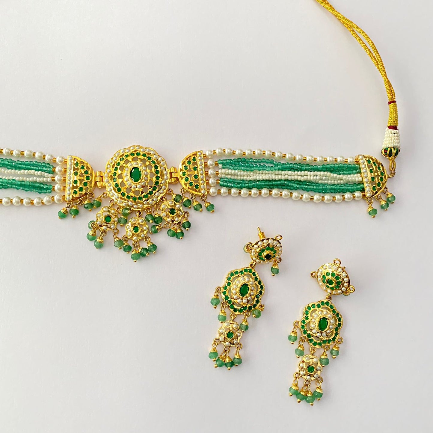 Gold Plated Green Jadau Choker Set