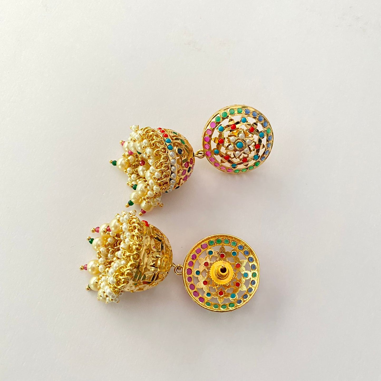 Gold Plated Multi Jadau Jhumka