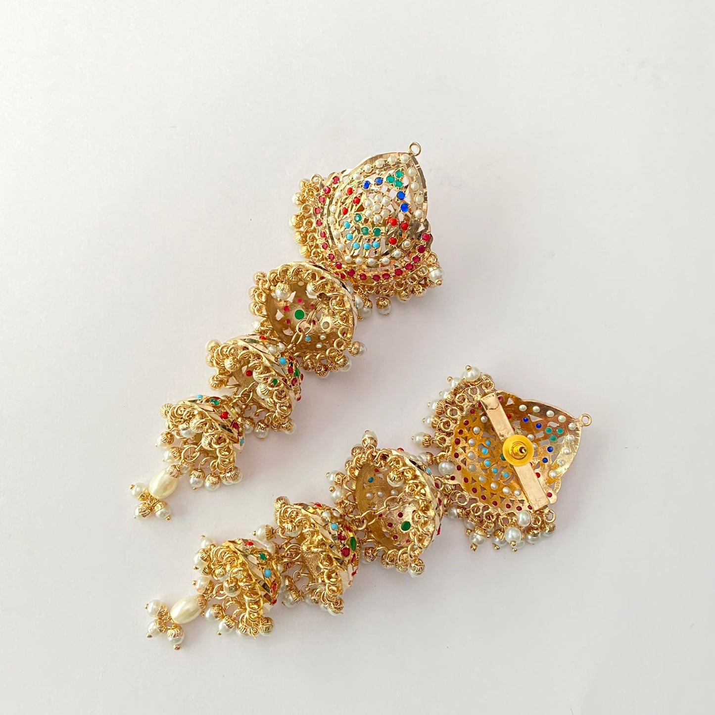 Three Layer Multi Jadau Jhumka