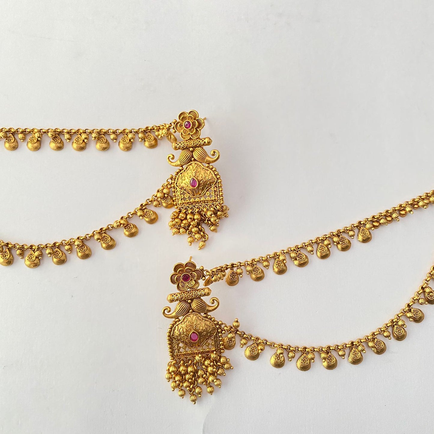 Antique Gold Plated Kaan Chain Earring