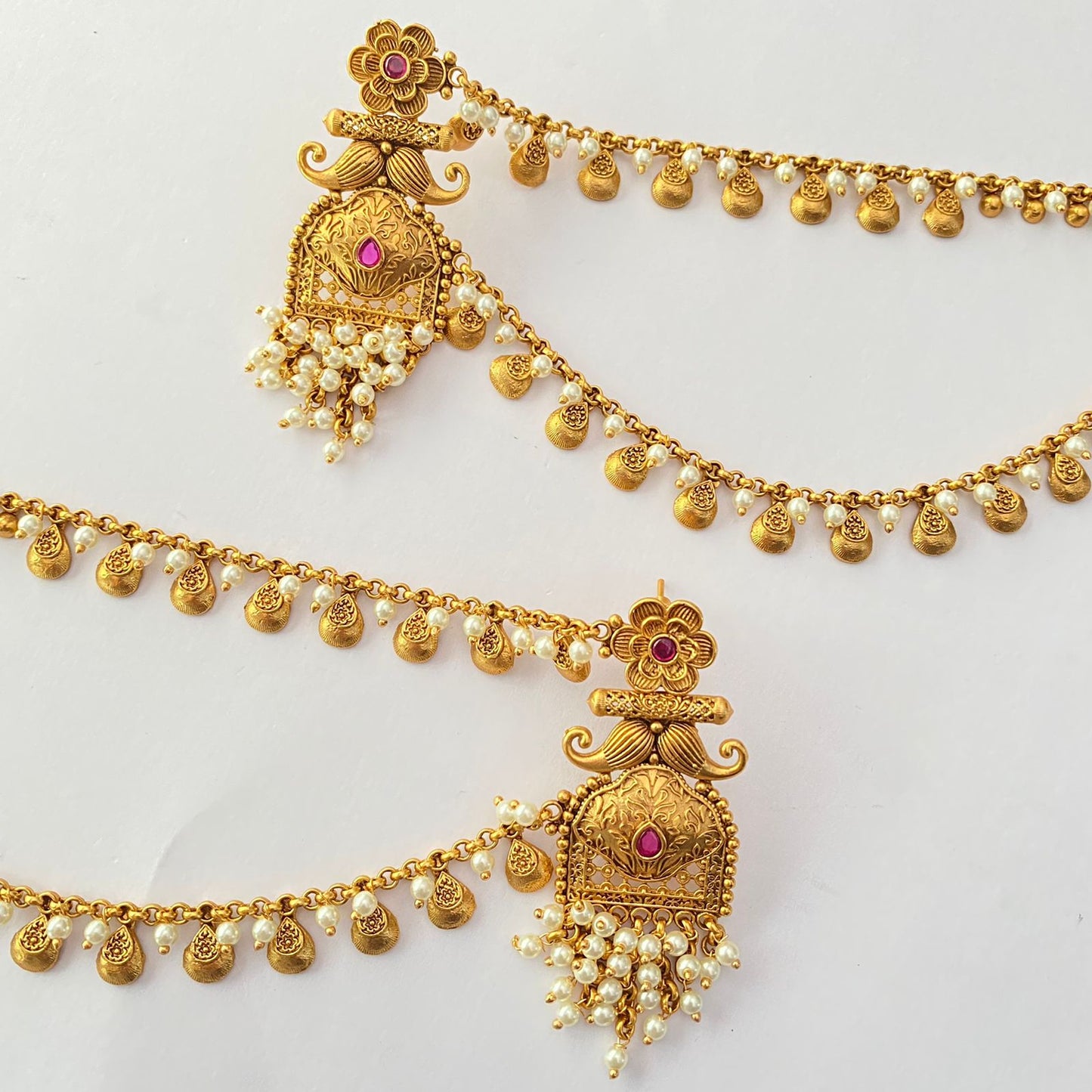 Gold Plated Pearl Kaan Chain Earring
