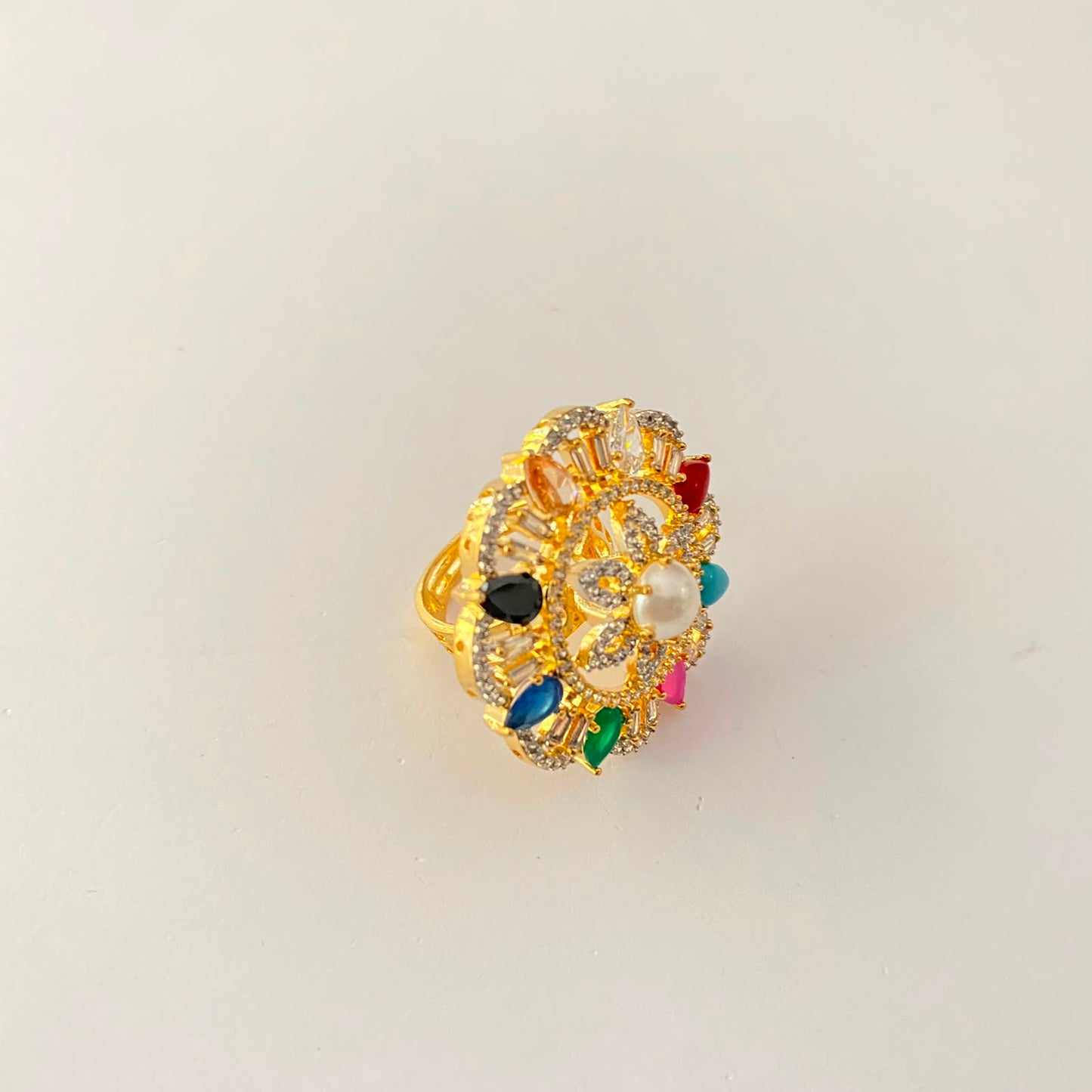 Multi Pearl Gold Plated Ring