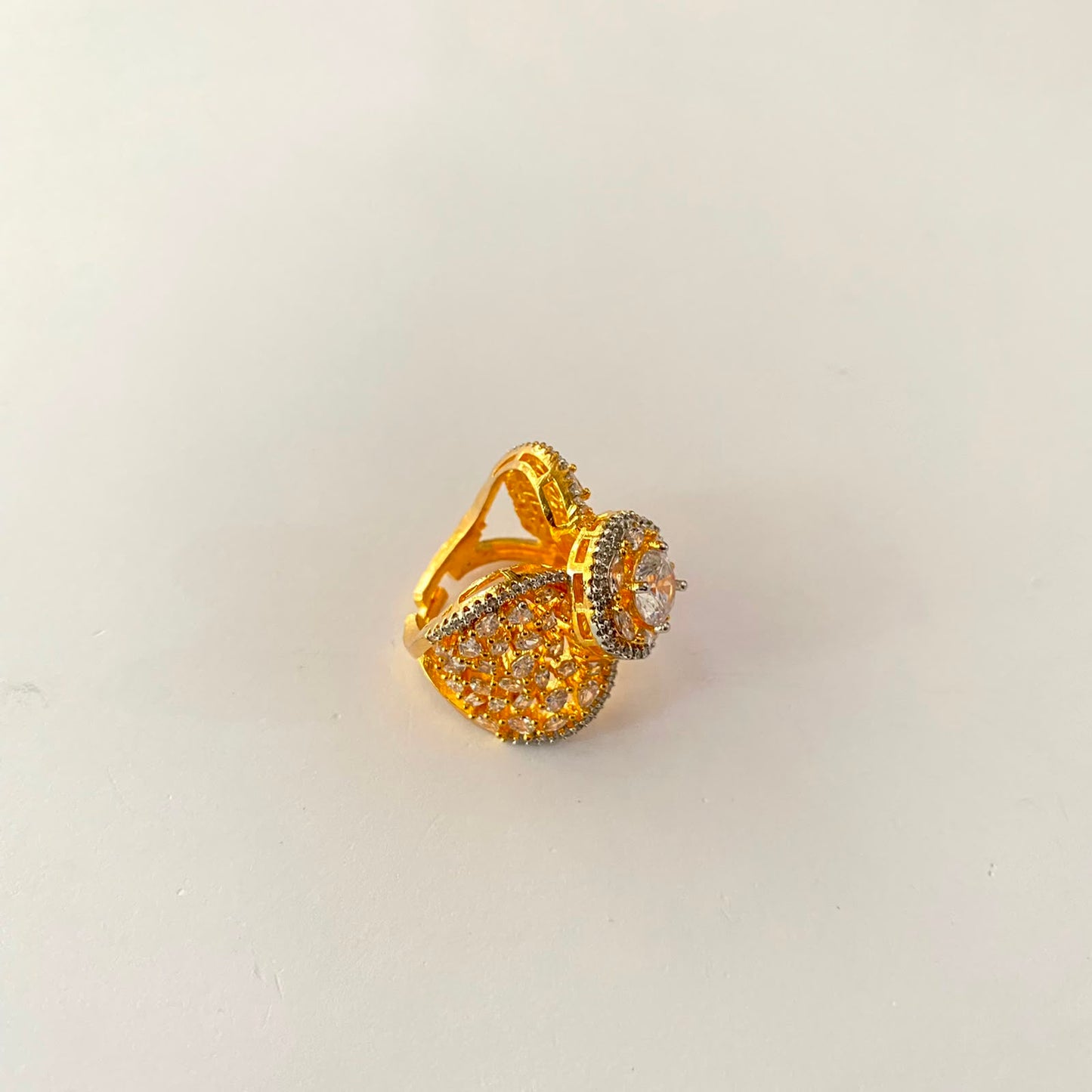 Diamond Gold Plated Cocktail Ring