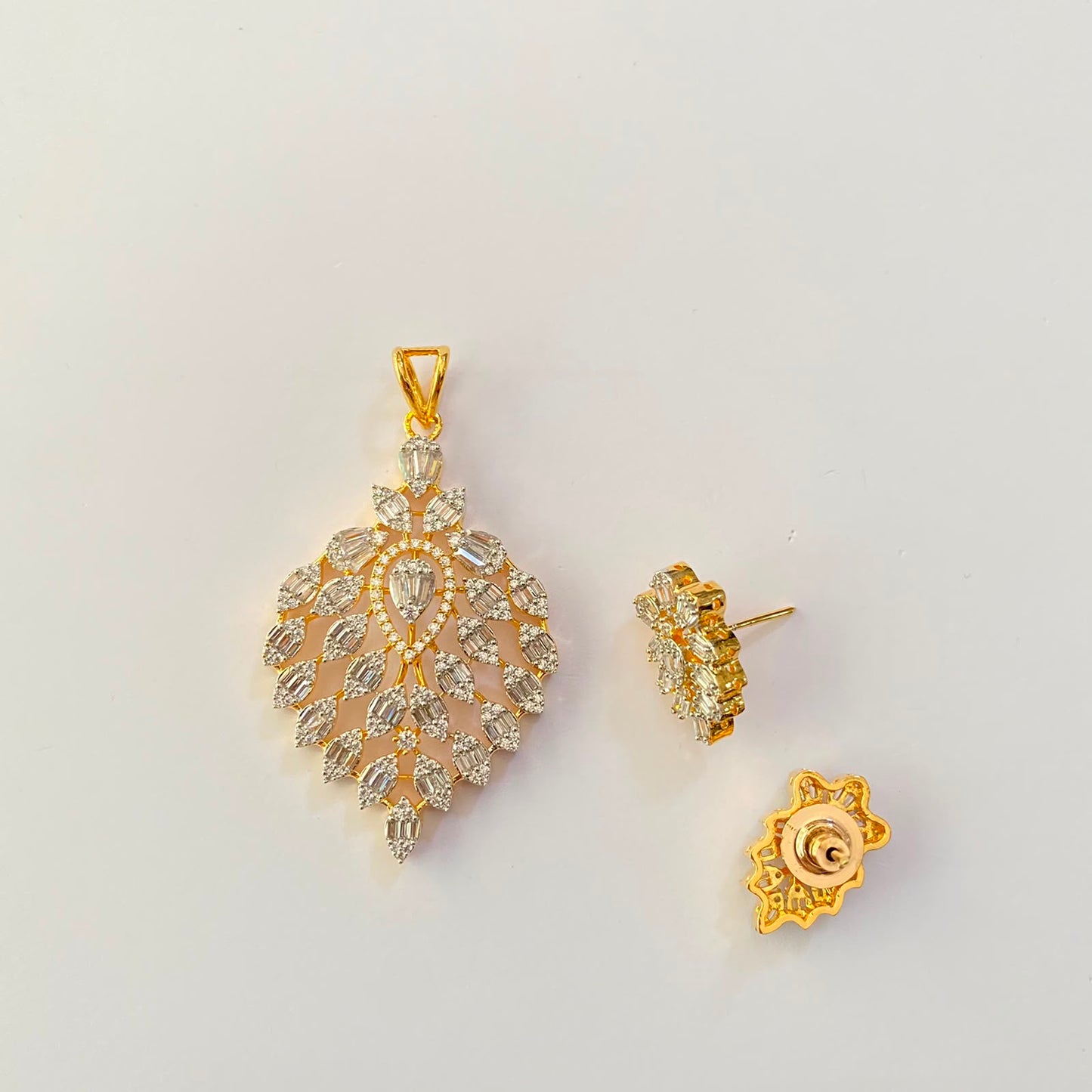 Diamond Gold Plated Pendant Set