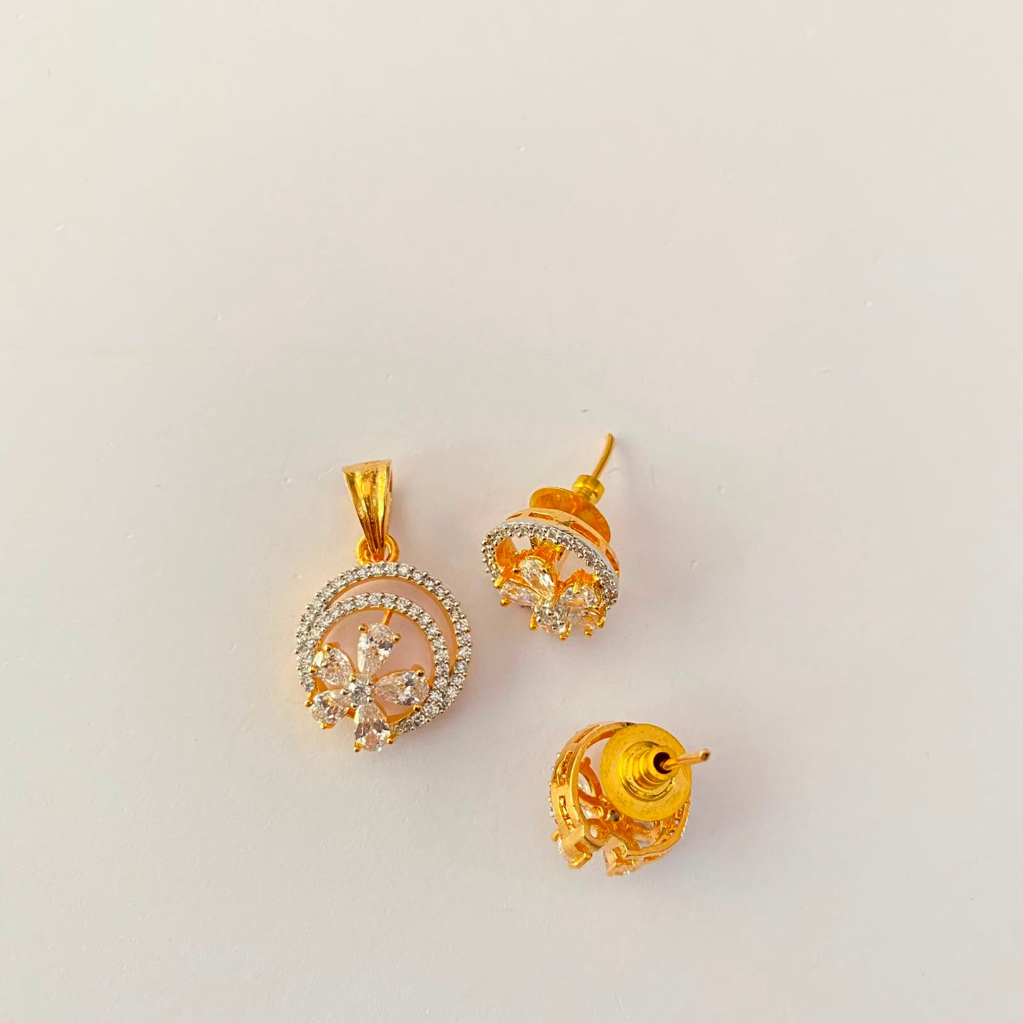 Small Diamond Gold Plated Pendant Set