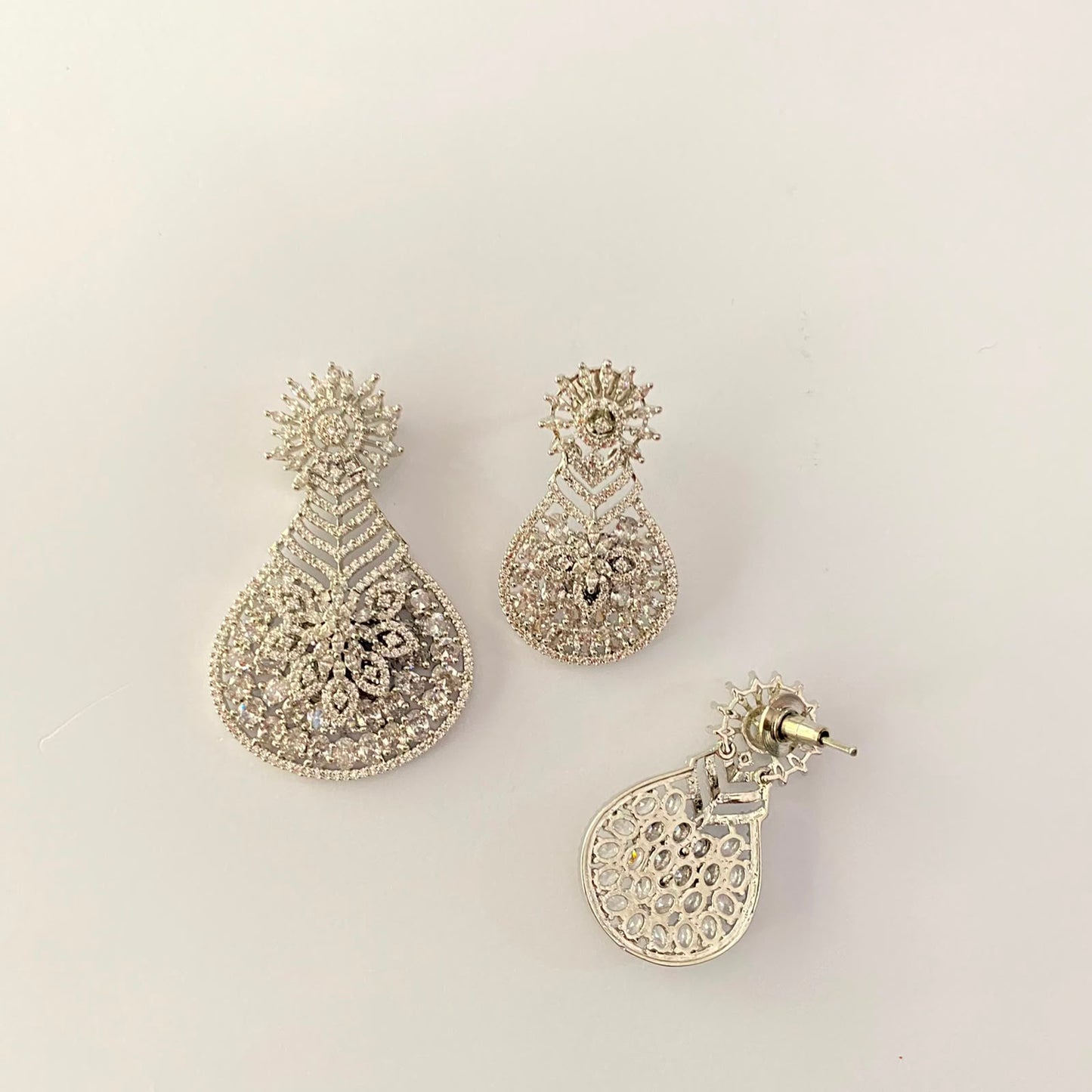 Silver Plated Diamond Pendant Set