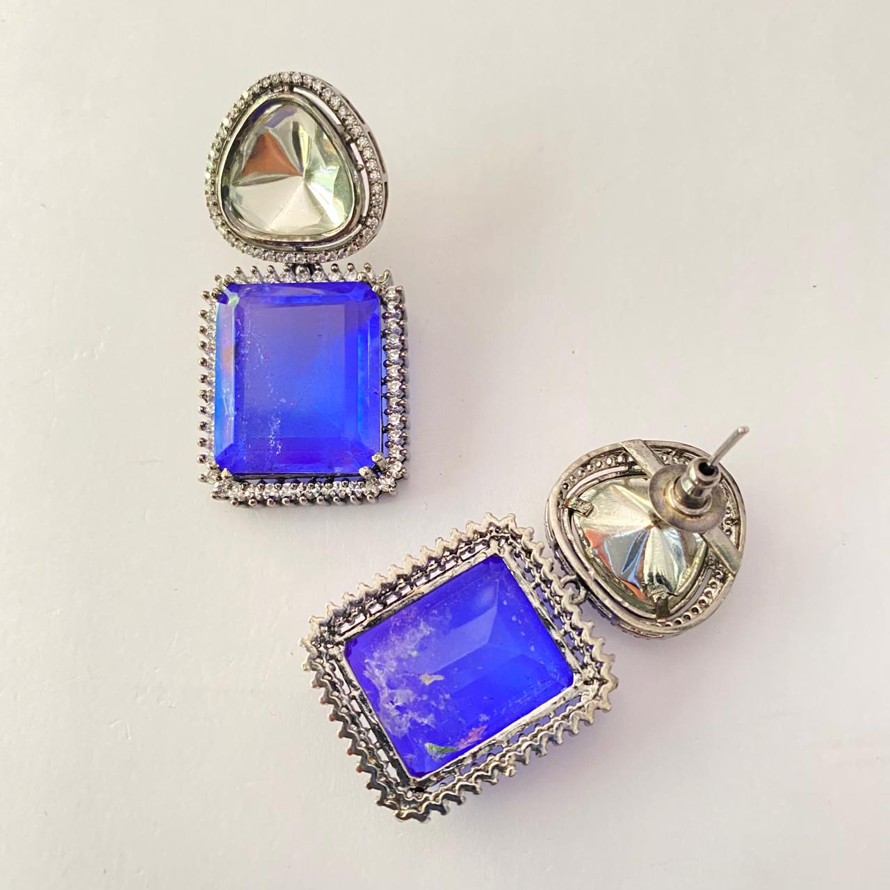 Blue Stone Polki Earring