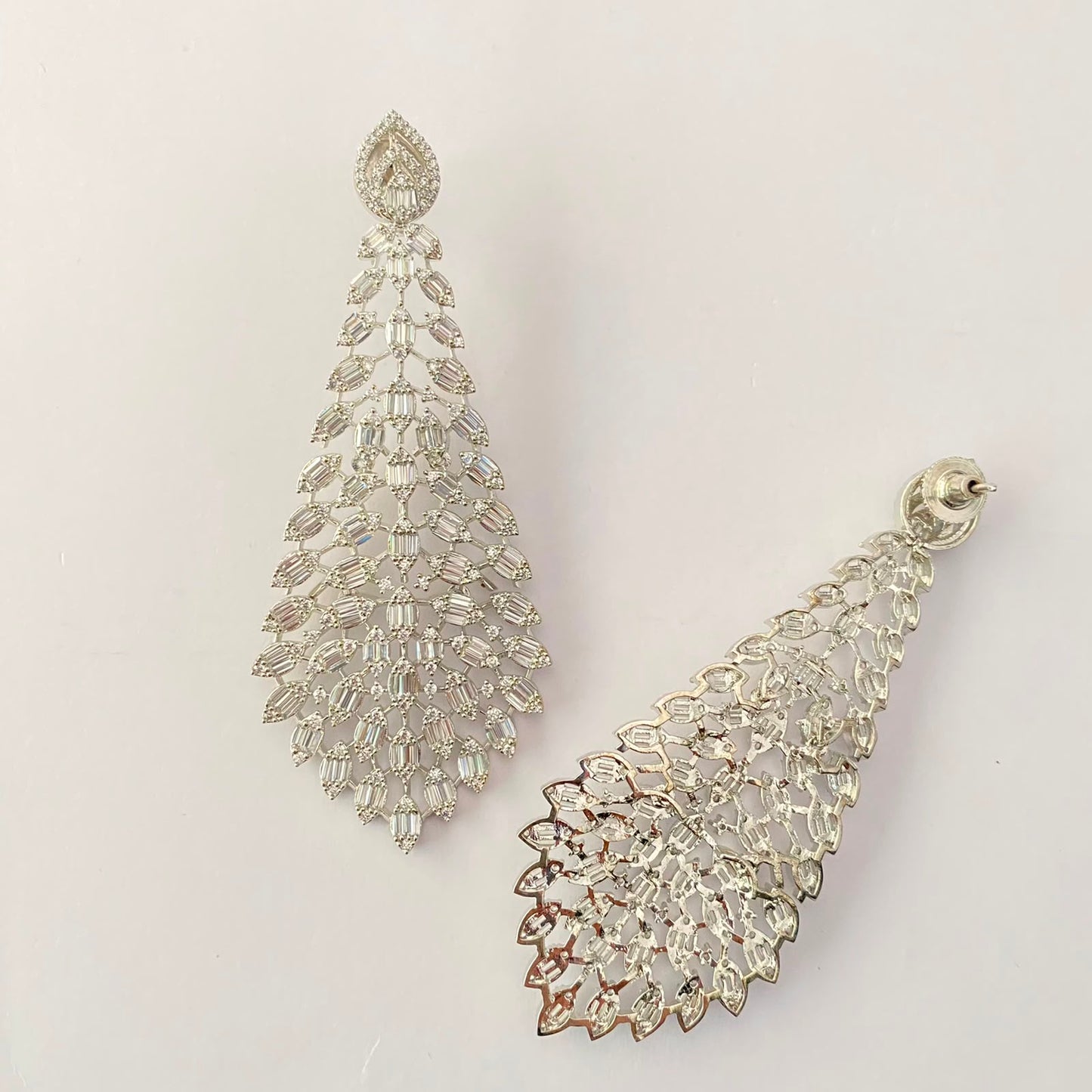 Silver Plated Diamond Long Earring