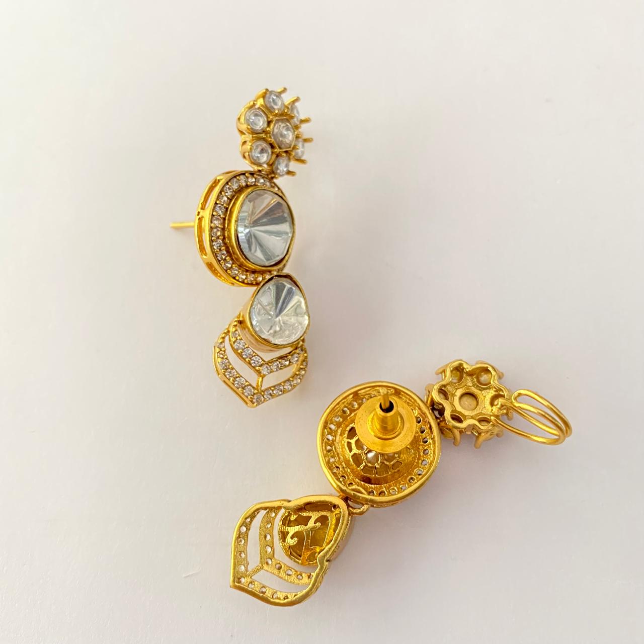 Polki Antique Gold Plated Earring
