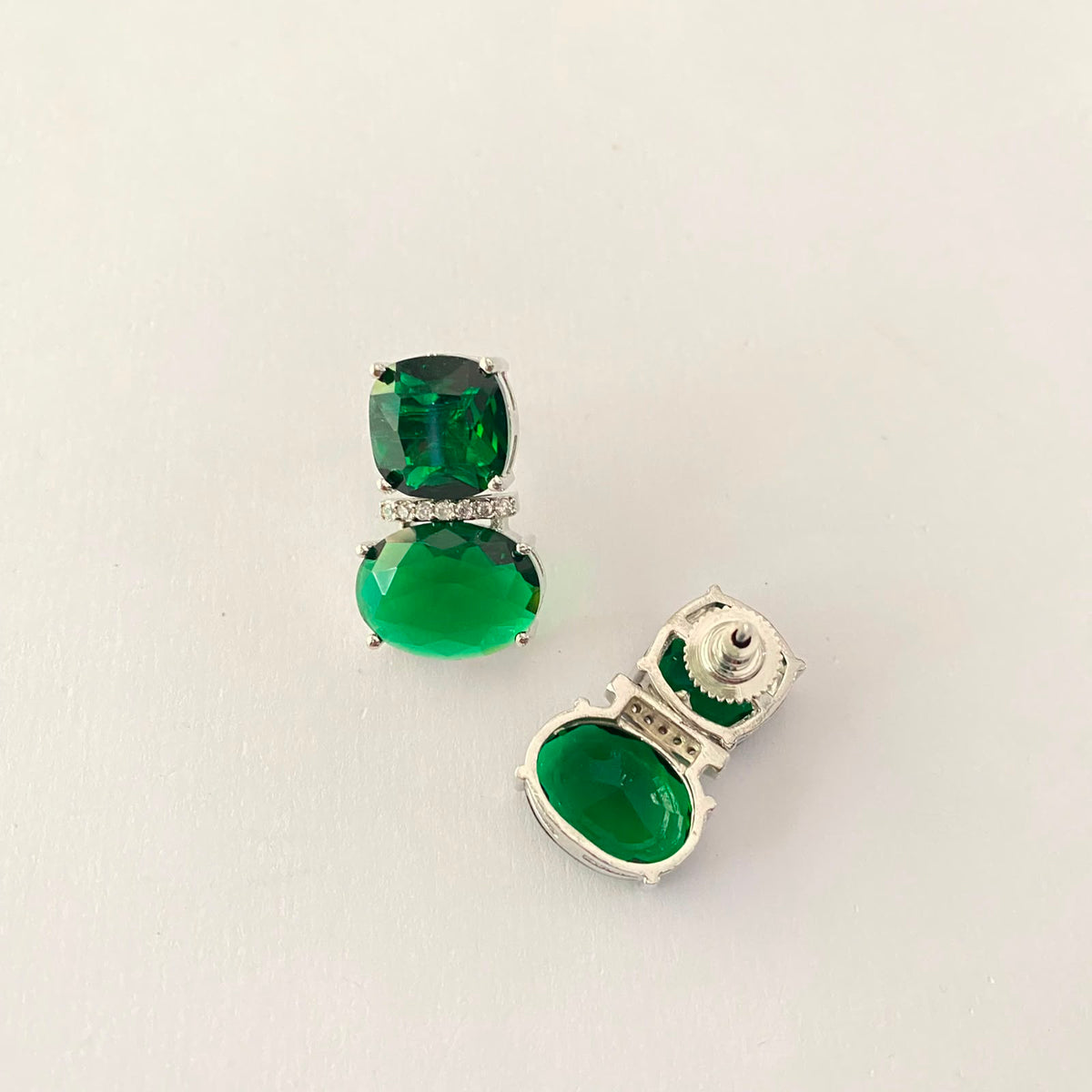 Silver Plated Green Stone Earring
