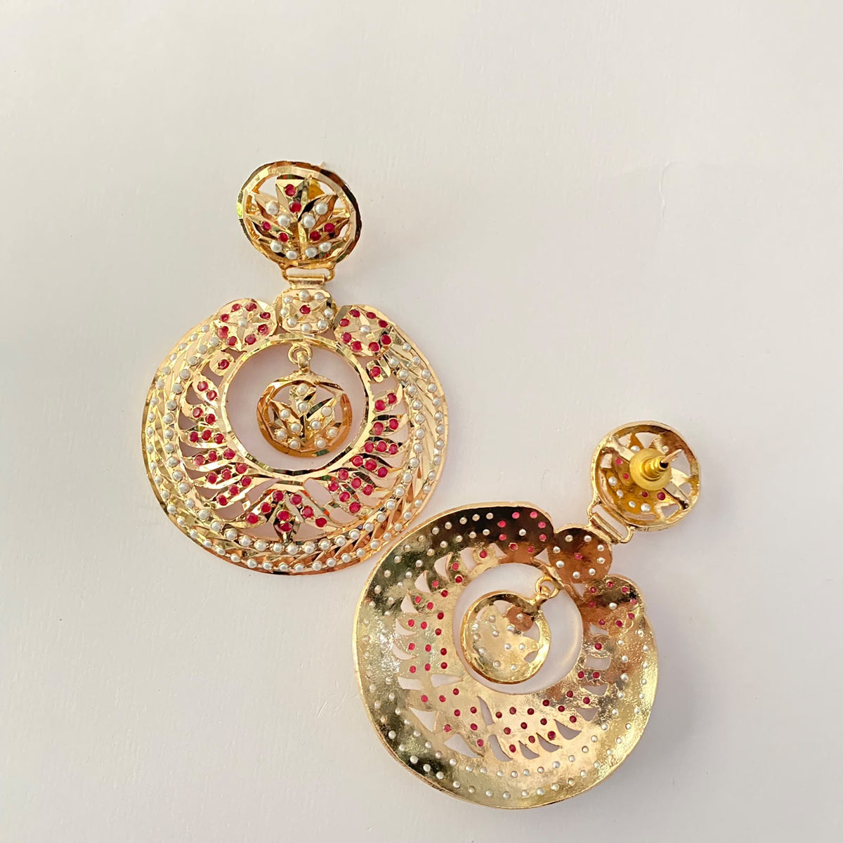 Round Shape Ruby Jadau Earring