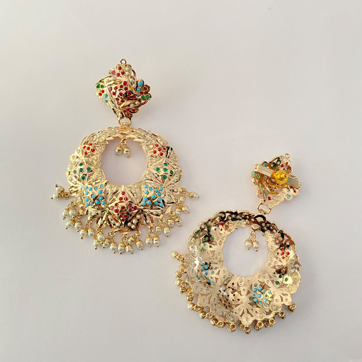 Big Multi Jadau Chand Bali