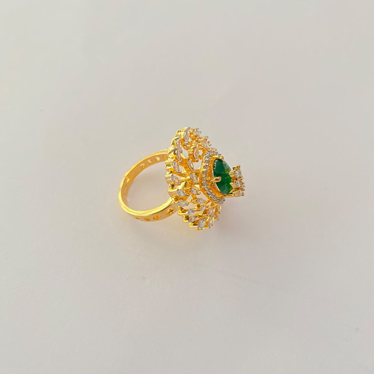 Gold Plated Green Diamond Ring
