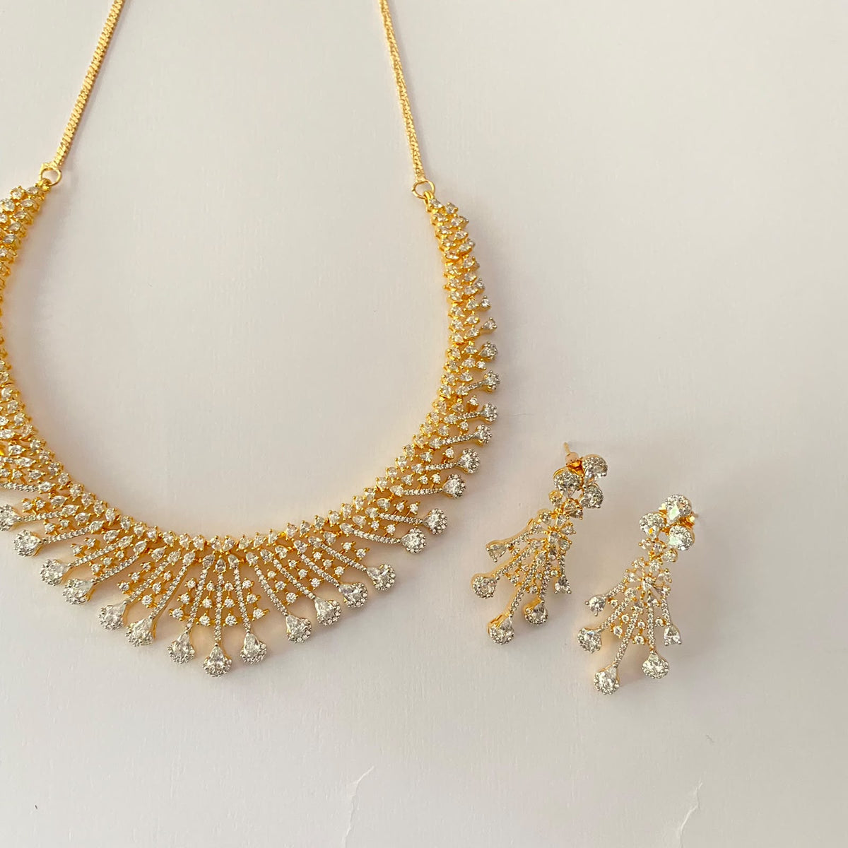 Diamond Gold Plated Necklace Set