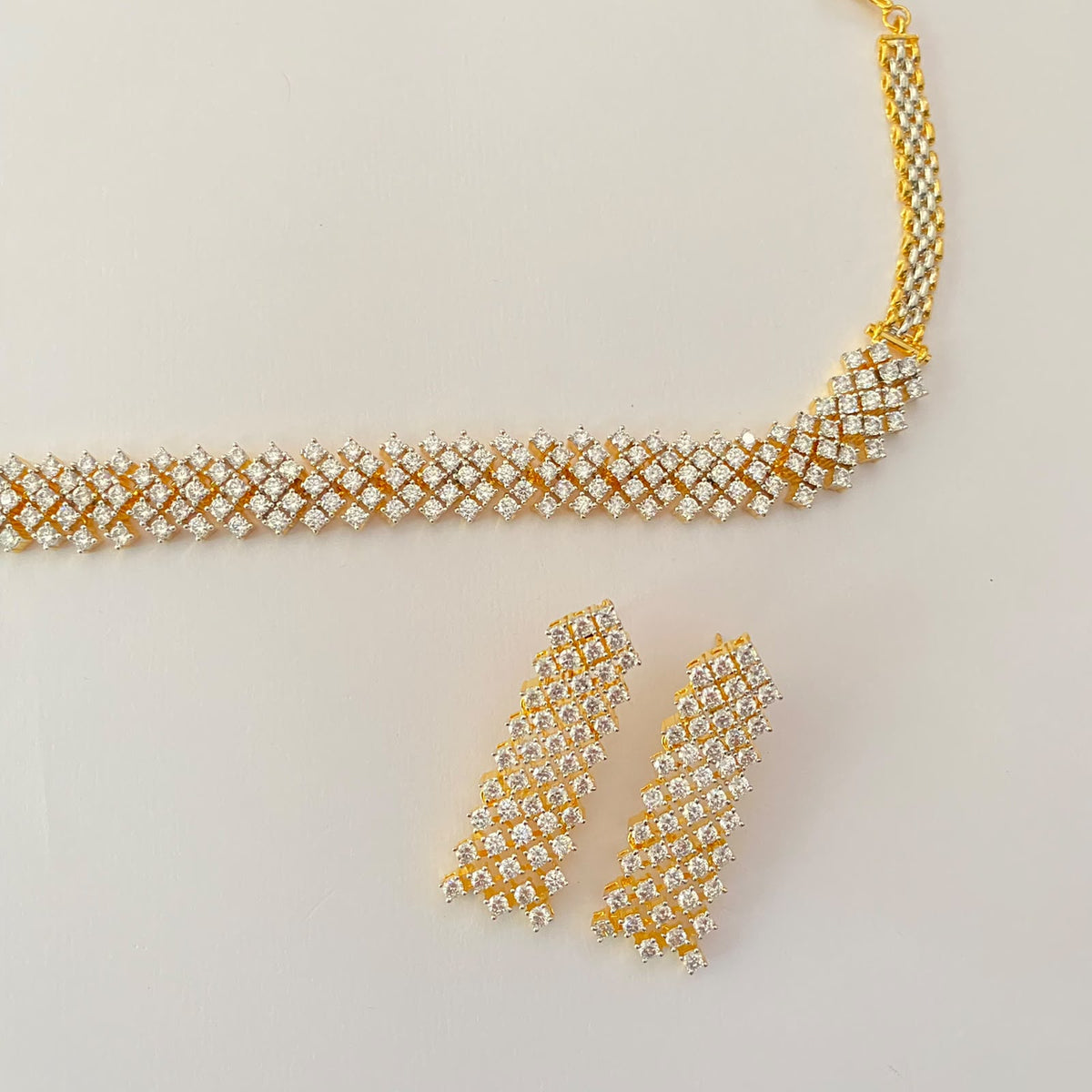 Diamond Gold Plated Choker Set