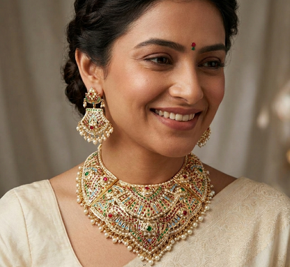 Jadau Multi Color Necklace Set