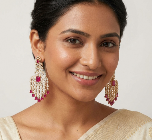 Ruby Gold Plated Earring