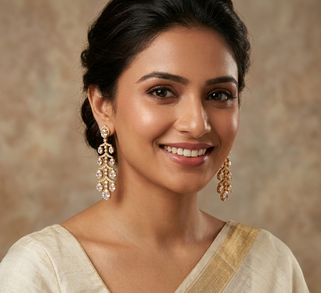 Gold Plated Drop Hanging Earrings