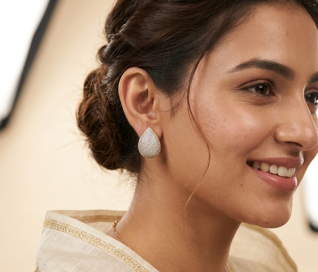 Gold Plated Drop Design with Back Clip Stud