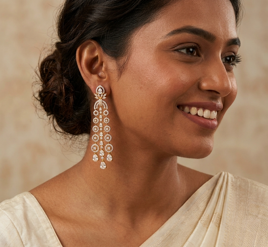 Gold Plated Long Dangler Earring
