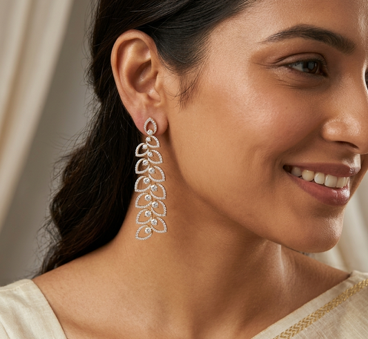 Diamond Gold Plated Floral Earring
