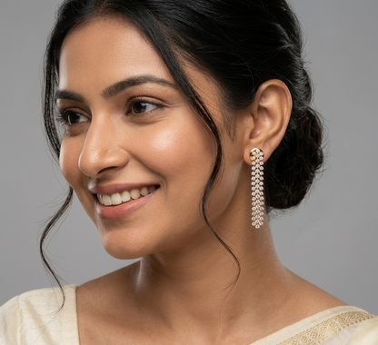Diamond Gold Plated Waterfall Design Earring