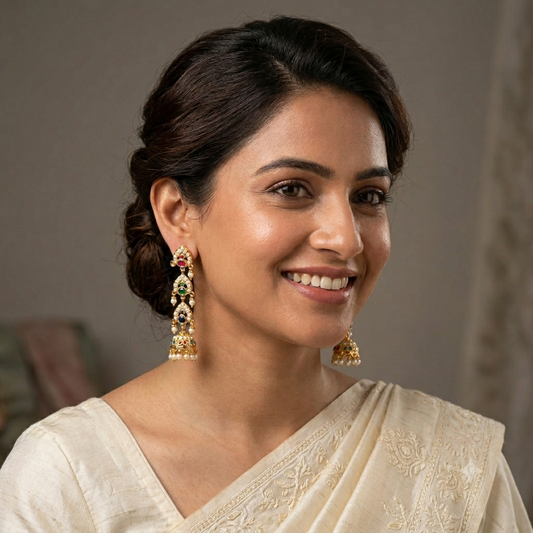 Gold Plated Multicolor Jadau  Earring