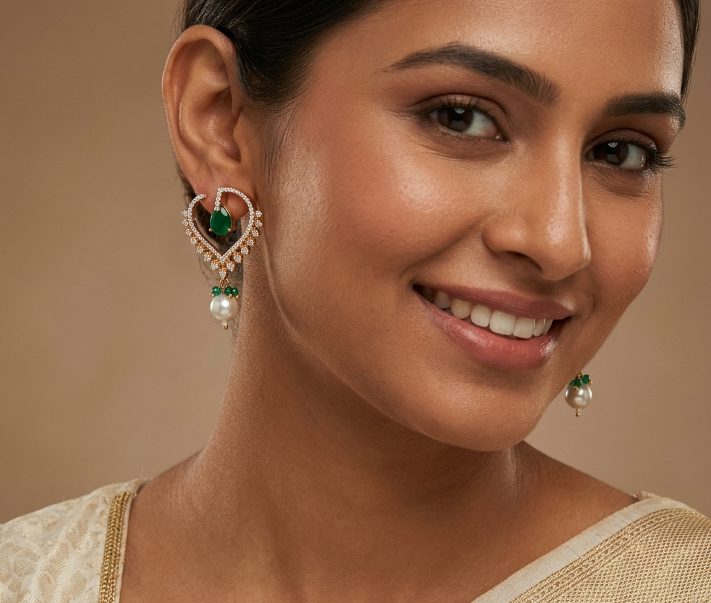 Green Drop Stone A.D Earing
