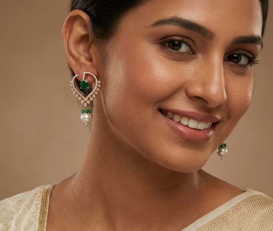 Green Drop Stone A.D Earing