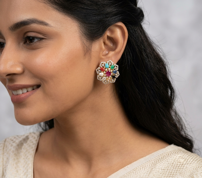 Navrattan Gold Plated Stud