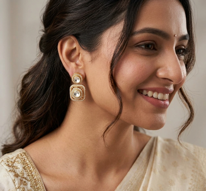 Polki Antique Gold Plated Earring