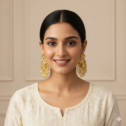 Gold Plated Traditional Latest design with small pearl Jhumka