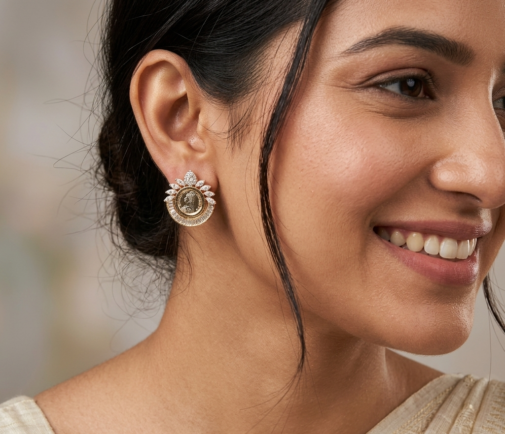 Gini Diamond Gold Plated Stud