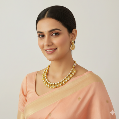 Gold Plated Kundan Necklace Set