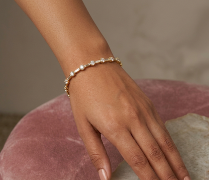 Gold Plated Round Cut Stone Gold Plated Tennis Bracelet