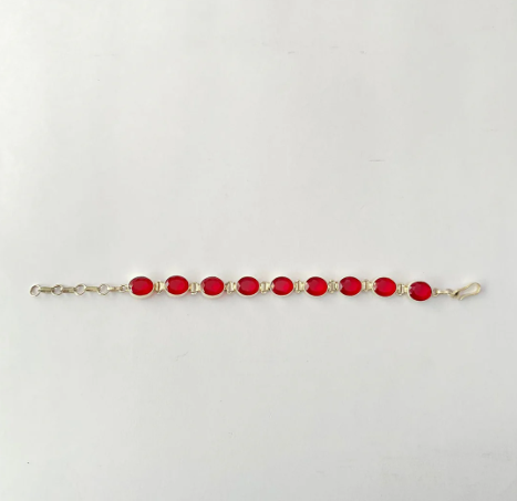 Pure Silver Ruby Bracelet Rakhi..