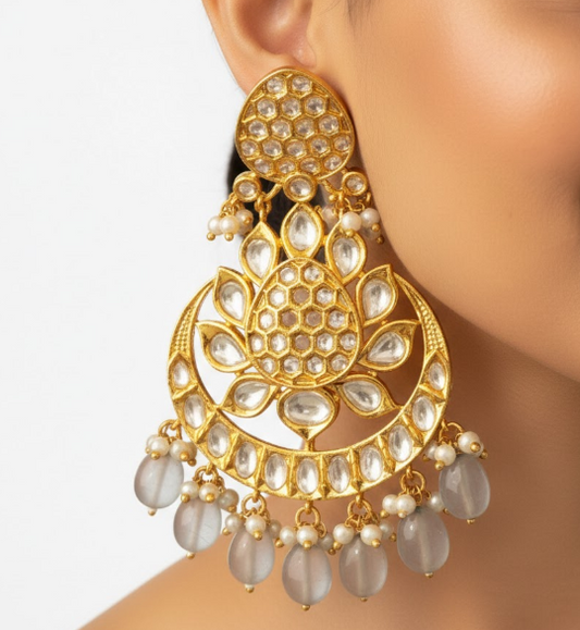 Kundan Drop Gold Plated Chandbali Earring