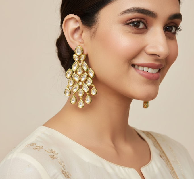 Kundan Gold Plated Latest Design Earring