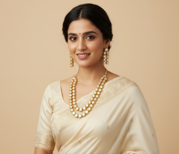 Double Line Kundan Long Necklace Set