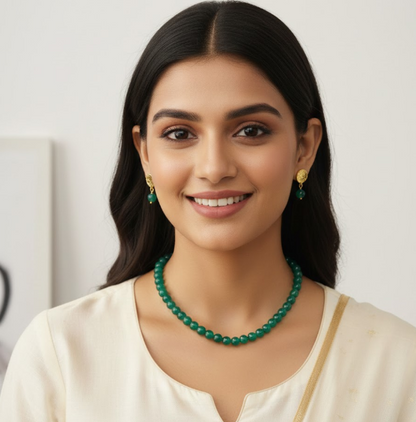 Emerald Single Line Necklace Set
