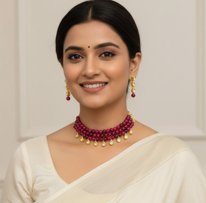 Ruby Stone Drop Kundan Choker Set
