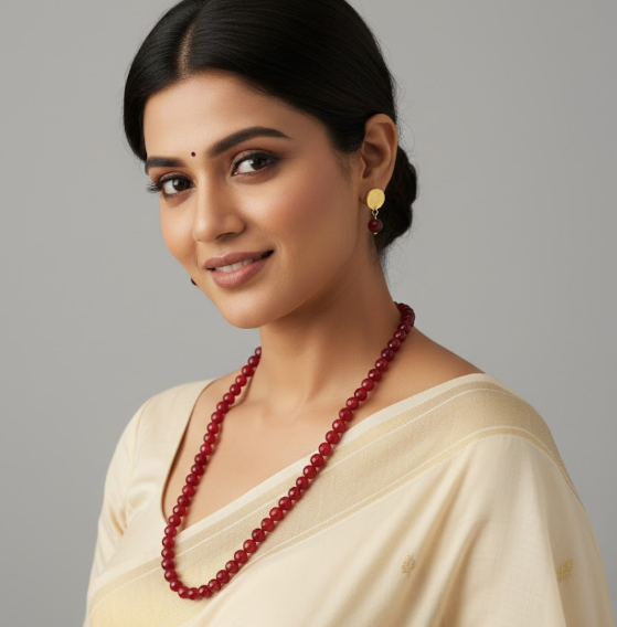 Ruby Stone Single Line Necklace