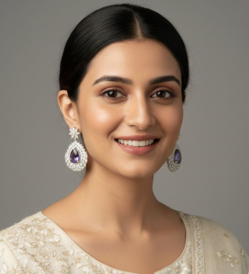 Amthyes with A.D Earring