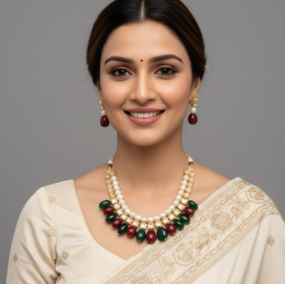 KUNDAN PEARL NECKLACE WITH EARRING