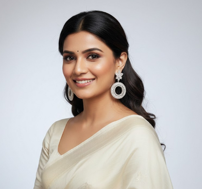 Silver Plated Round Cut Earring