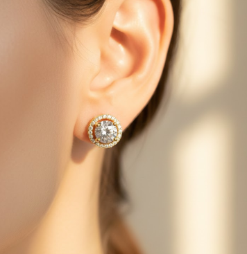 Gold Plated Round Solitaire Back Screw